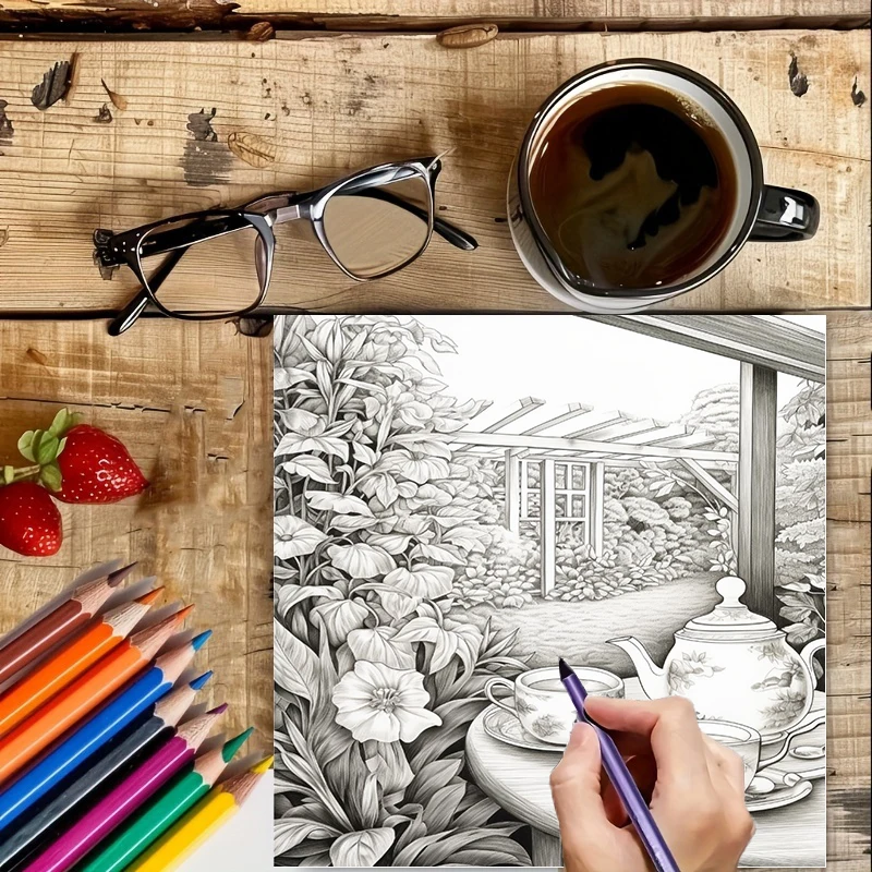 Tea In The Gardens Coloring Bo - Supply Event reseña y precio