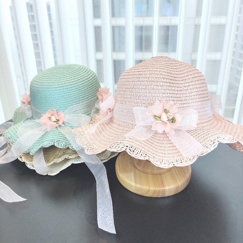 Girls 2pcs Straw Hat Solid Col - Paper Straw Color reseña y precio