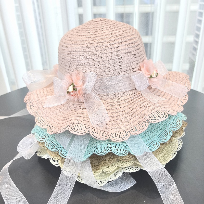 Girls 2pcs Straw Hat Solid Col - Paper Straw Color reseña y precio