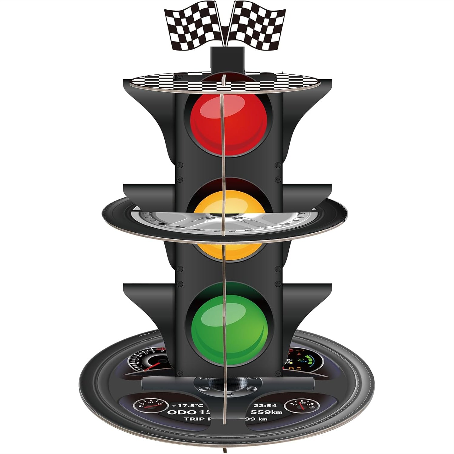 3-Tier Race Car Cupcake Stand, - Cupcake Stand Tier reseña y precio